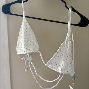 L Space White with Gold Polka Dot Triangle Bathing Suit Top